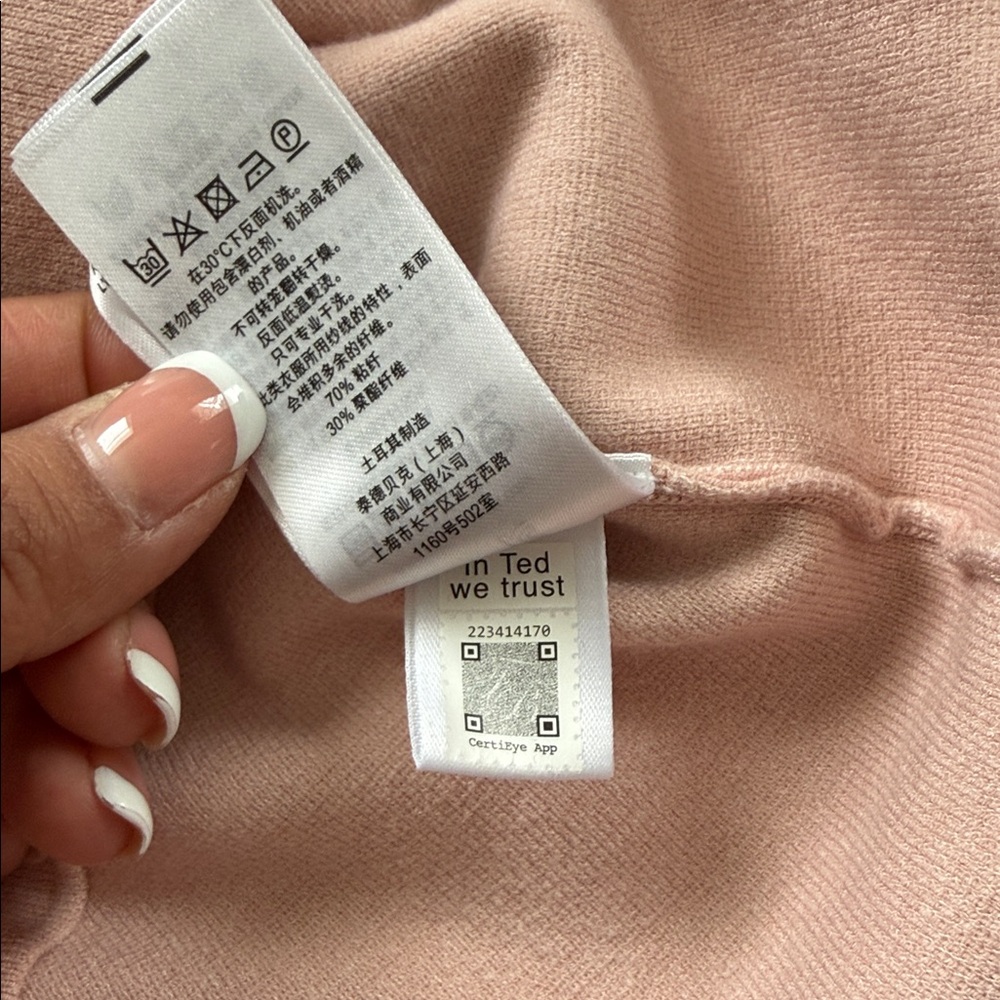 Ted Baker Pink & white Graphic Crewneck Knit Sweater Size 2 - Picture 8 of 10